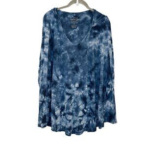 Torrid Super Soft Knits Tie Dye Wash Long Sleeve Hoodie Blue Plus Size 1X